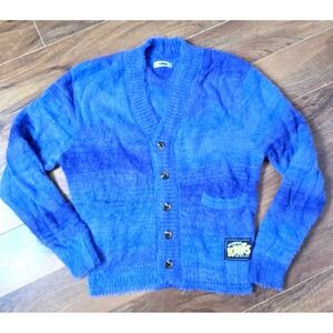 Madhappy Fall Fuzzy Knit Cardigan Sweater in Blue‎ size XS , Rare, Nwot